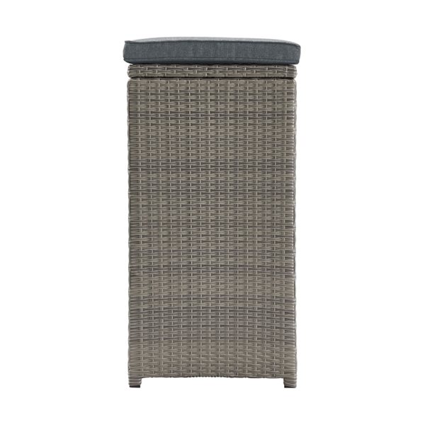 Alaterre Asti Grey Wicker Metal Stationary 30-in H Bar Stools with Grey Cushioned Seat - Set of 6