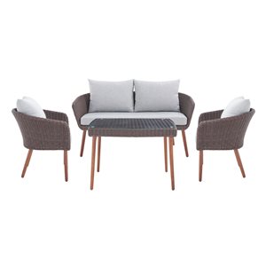 Athens All-Weather Conversation Set w/ Cocktail Table, 2 Chairs & 2-Seat Bench