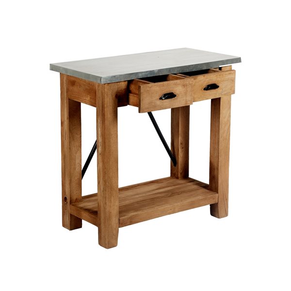Alaterre Millwork 30-in Silver Rustic Console Table