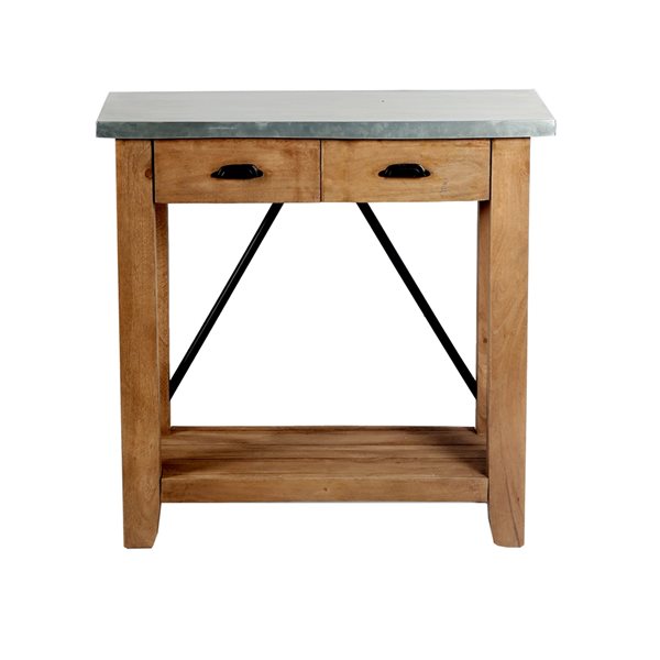 Alaterre Millwork 30-in Silver Rustic Console Table