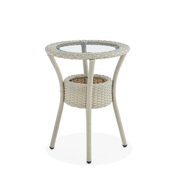 Alaterre Haven Round Wicker Outdoor End Table 20-in W x 20-in L