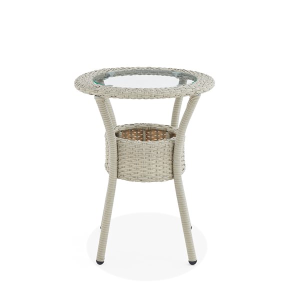 Alaterre Haven Round Wicker Outdoor End Table 20-in W x 20-in L