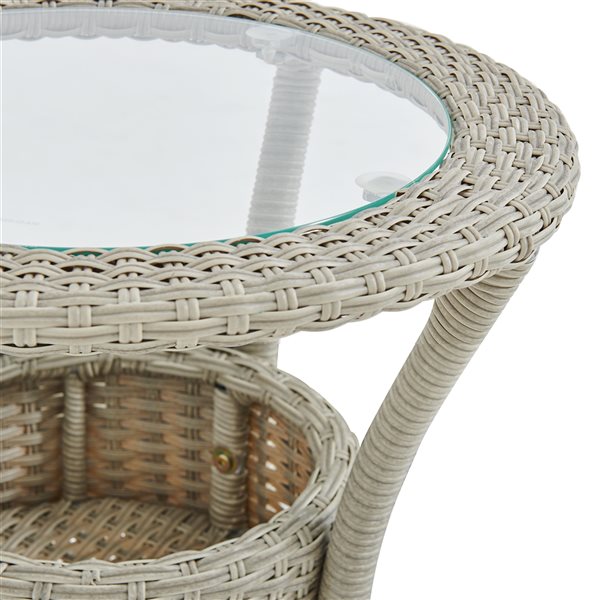 Alaterre Haven Round Wicker Outdoor End Table 20-in W x 20-in L