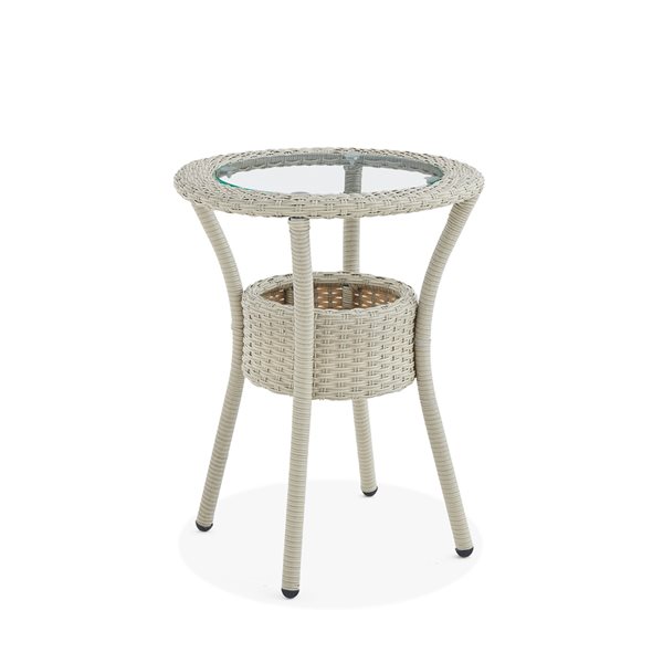 Alaterre Haven Round Wicker Outdoor End Table 20-in W x 20-in L