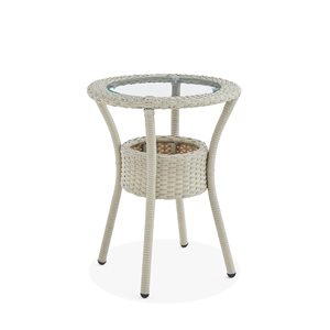 Alaterre Haven Round Wicker Outdoor End Table 20-in W x 20-in L