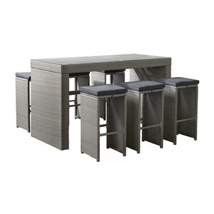 Alaterre Asti Grey Frame Patio Dining Set with Grey Cushions Included - 7-Piece