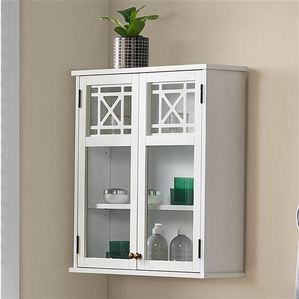 Alaterre Derby 27-in W x 29-in H x 8-in D White Bathroom Wall Cabinet