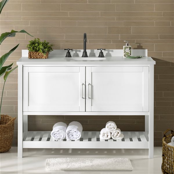 Alaterre Bennett 48-in White Bathroom Vanity Cabinet