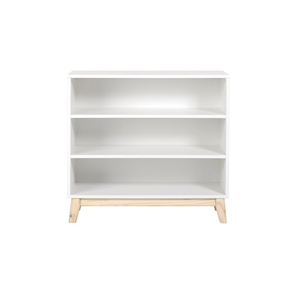 Alaterre MOD White and Natural 34-in H Wood 3-Shelf Standard Bookcase