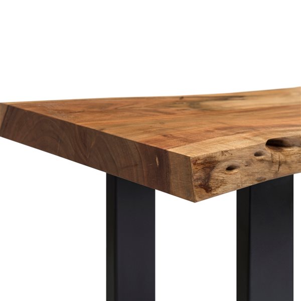 Alaterre Alpine Rustic Live Edge 36-in Natural and Black Bench