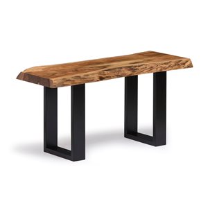 Alaterre Alpine Rustic Live Edge 36-in Natural and Black Bench