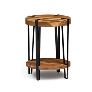 Alaterre Ryegate Brown Wood Round End Table