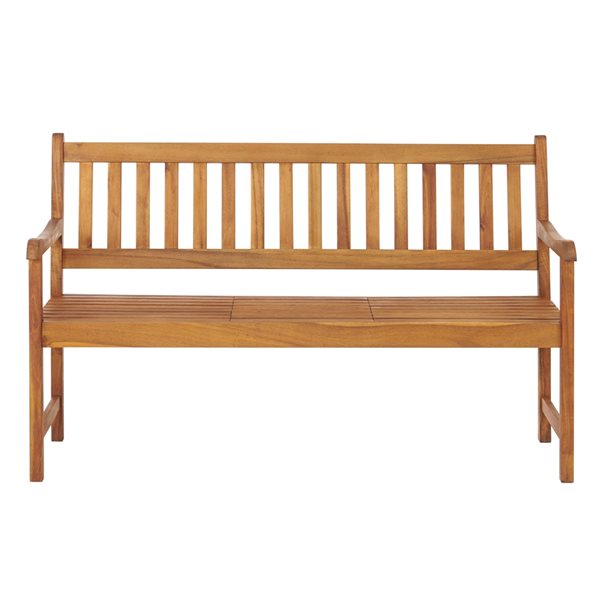 Alaterre Bristol 60-in W x 37-in L Natural Wood Outdoor Bench with Pop-Up Table