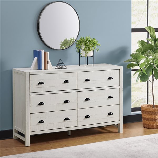 White 6 online drawer double dresser