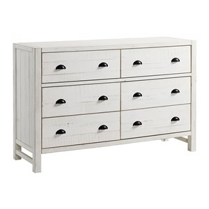 Alaterre Windsor Driftwood White Pine 6-Drawer Double Dresser