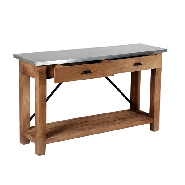 Alaterre Millwork 50-in Silver Rustic Console Table
