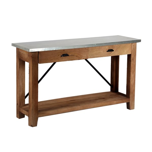 Alaterre Millwork 50-in Silver Rustic Console Table