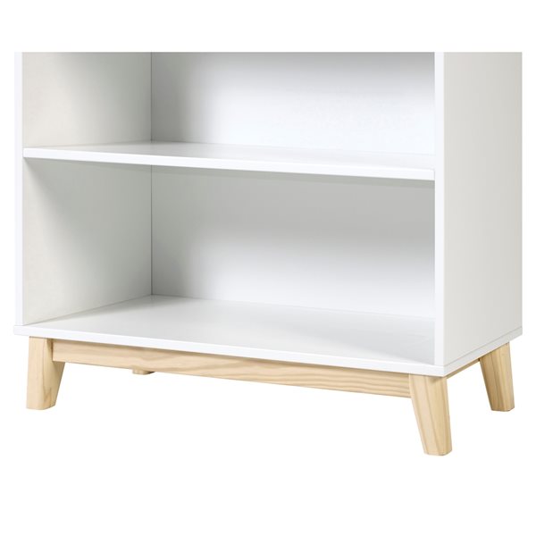 Alaterre MOD White and Natural 48-in H Wood 3-Shelf Standard Bookcase