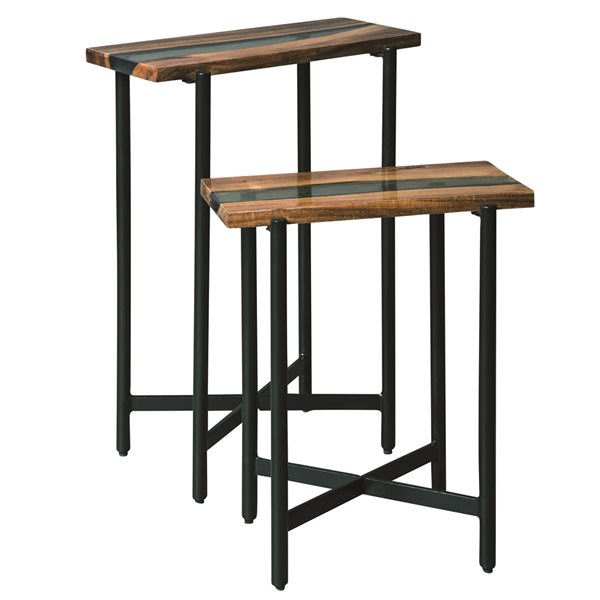 Alaterre Rivers Edge Brown Acacia Accent Table Set - 2-Piece