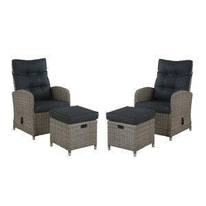 Monaco All-Weather 4-Piece Set with Two Reclining Chairs and Two Ottomans