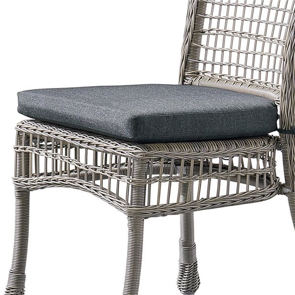 Alaterre Asti Grey Wicker Metal Stationary Conversation Chairs with Grey Cushioned Seat - Set of 2