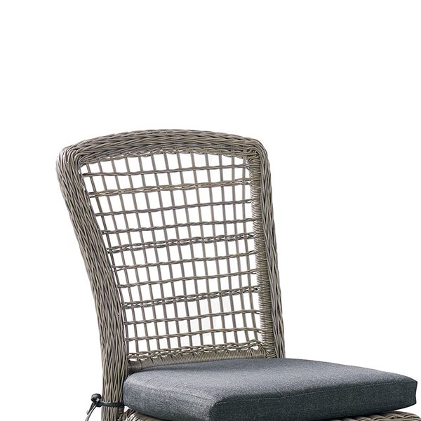 Alaterre Asti Grey Wicker Metal Stationary Conversation Chairs with Grey Cushioned Seat - Set of 2