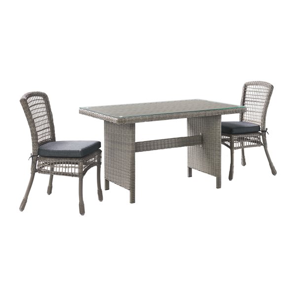 Alaterre Asti Grey Frame Patio Dining Set with Grey Cushions Included - 3-Piece