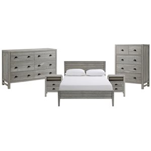 Alaterre Windsor Driftwood Grey Full Bedroom Set - 5-Piece