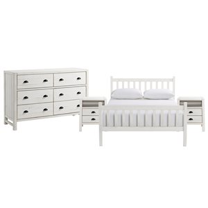 Alaterre Windsor Driftwood White Slat Full Size Bedroom Set - 4-Piece
