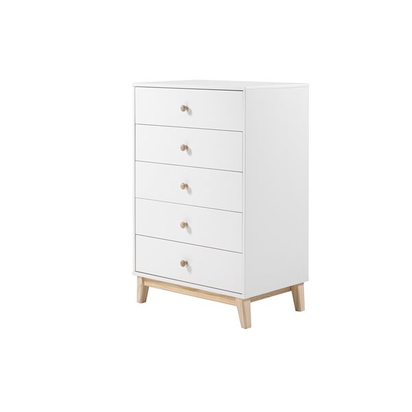 Alaterre MOD White and Natural Pine 5-Drawer Standard Chest