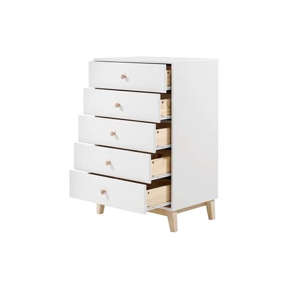 Alaterre MOD White and Natural Pine 5-Drawer Standard Chest