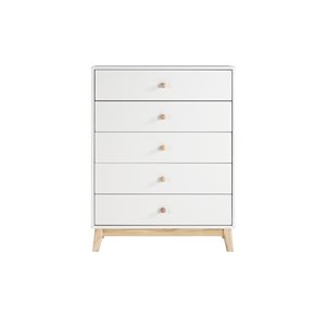 Alaterre MOD White and Natural Pine 5-Drawer Standard Chest