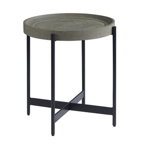 Alaterre Brookline Black Wood and Concrete Round End Table