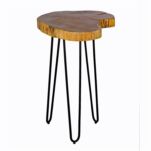 Alaterre Hairpin Brown Wood Live Edge End Table