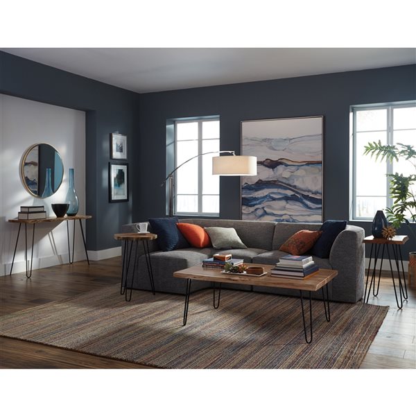 Alaterre Hairpin Brown Wood Live Edge End Table