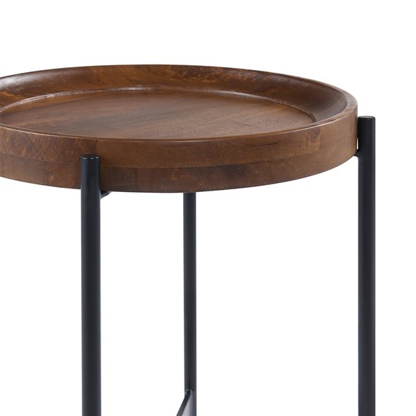 Alaterre Brookline Black Wood Round End Table