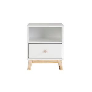 Alaterre MOD White and Natural Pine Nightstand