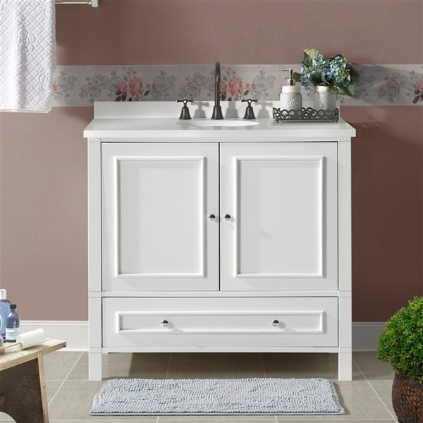 Alaterre Williamsburg 36-in White Bathroom Vanity Cabinet