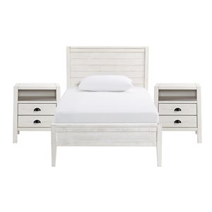 Alaterre Windsor Driftwood White Twin Bedroom Set - 3-Piece