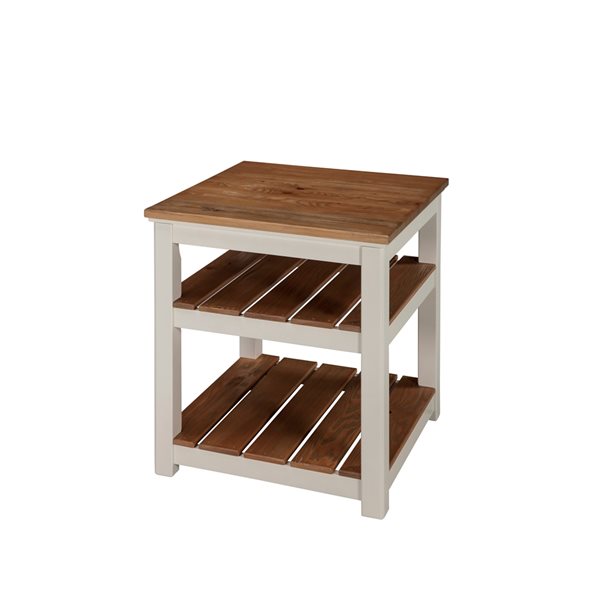 Alaterre Savannah White and Brown Wood Square End Table