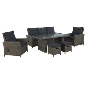 Asti All-Weather Set w/ Reclining Sofa, 2 Reclining Chairs, 2 Ottomans & Table