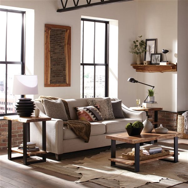 Alaterre Alpine Brown Wood Rectangular 3-Tier End Table