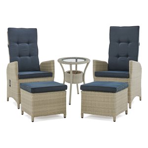 Haven All-Weather Wicker 2 Outdoor Recliners w/ 2 Ottomans & Accent Table