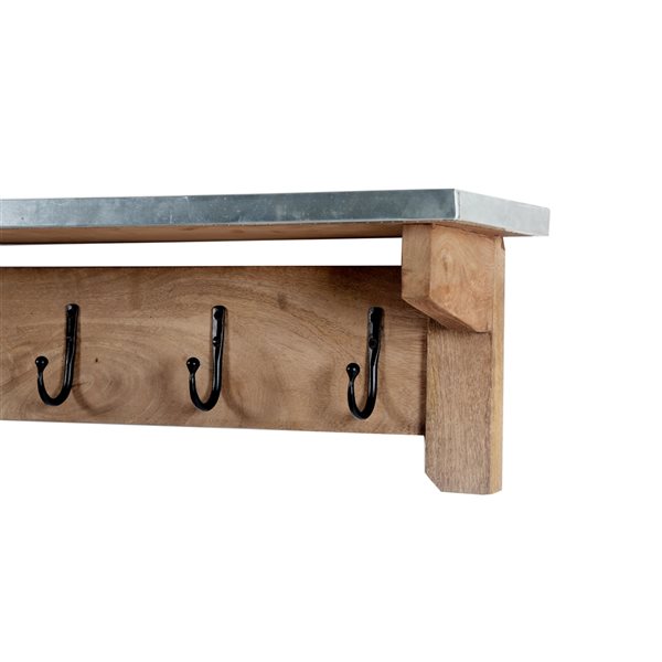 Alaterre Millwork Silver 5-Hook Hook Rack with Shelf