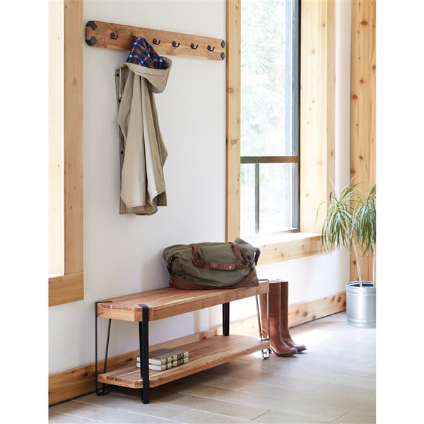Alaterre Ryegate Rustic Natural 6-Hook Hook Rack and Bench