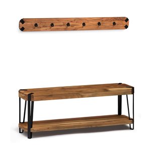 Alaterre Ryegate Rustic Natural 6-Hook Hook Rack and Bench