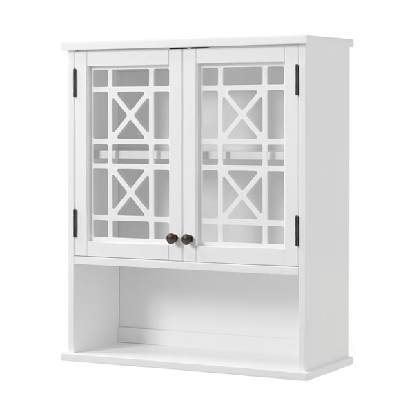 Alaterre Derby 27-in W x 29-in H x 8-in D White Bathroom Wall Cabinet with Open Shelf