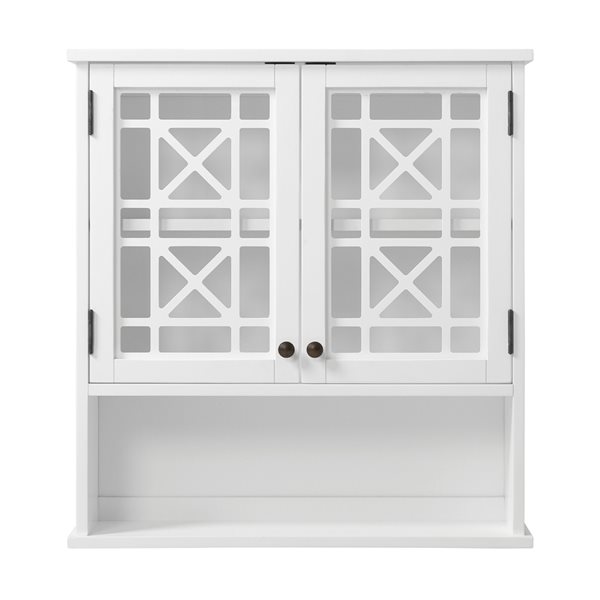 Alaterre Derby 27-in W x 29-in H x 8-in D White Bathroom Wall Cabinet with Open Shelf