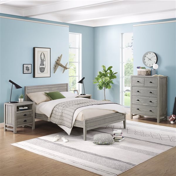 Alaterre Windsor Driftwood Grey Panel Full Bedroom Set - 4-Piece