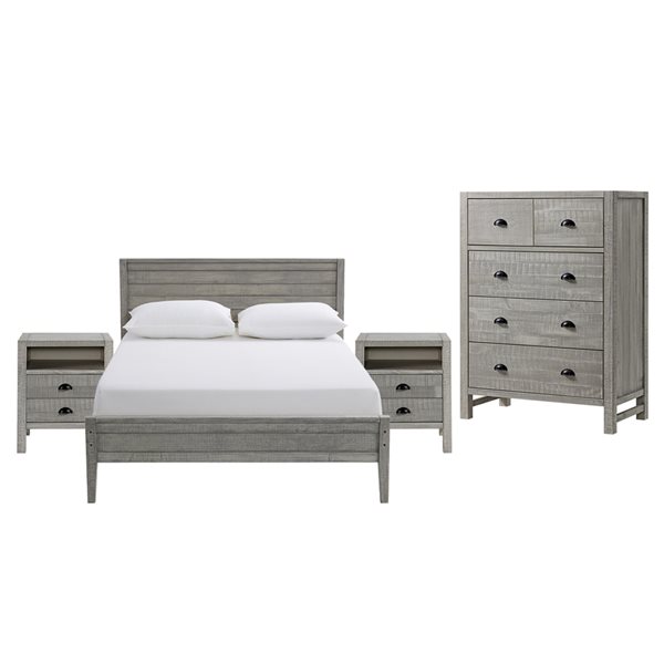 Alaterre Windsor Driftwood Grey Panel Full Bedroom Set - 4-Piece